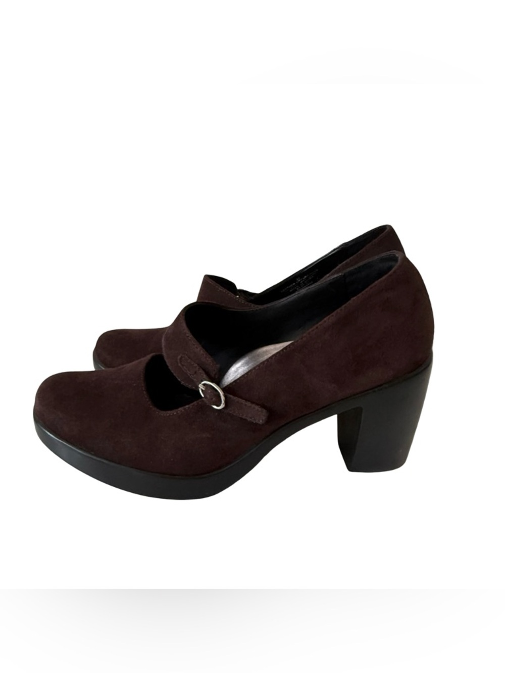 DANSKO TARA Mary Janes Brown Suede Leather Heels Pumps Womens size 37 6.5-7
